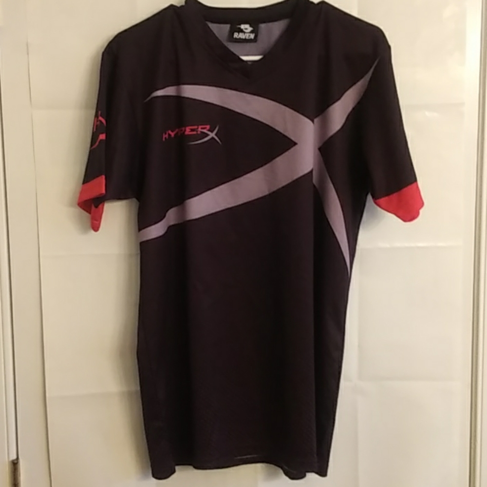 Raven Men's Casual Shirt Size L Black/Red/Gray